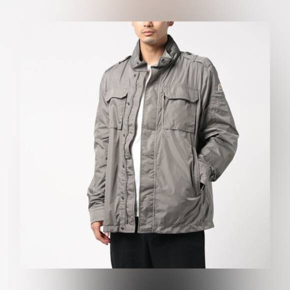 Moncler Jonathan Giubbotto Hidden Hood Grey Nylon Field Jacket, Size M - Picture 1 of 16
